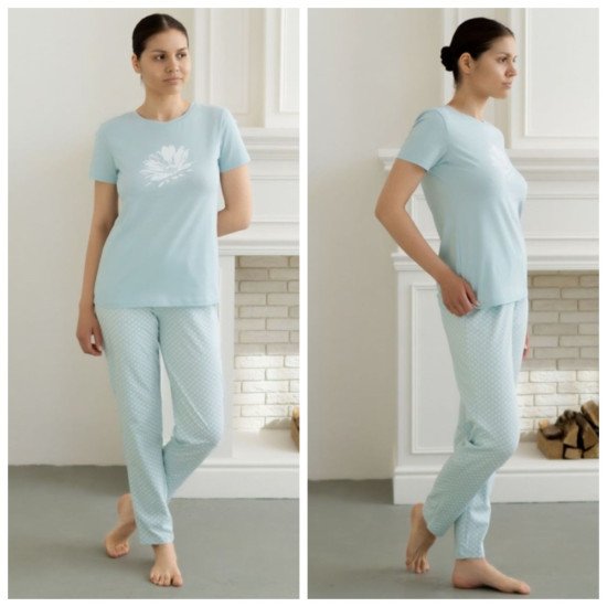 Комплект женский "Almando Melado" брюки-футболка светло-голубой 48 (L)