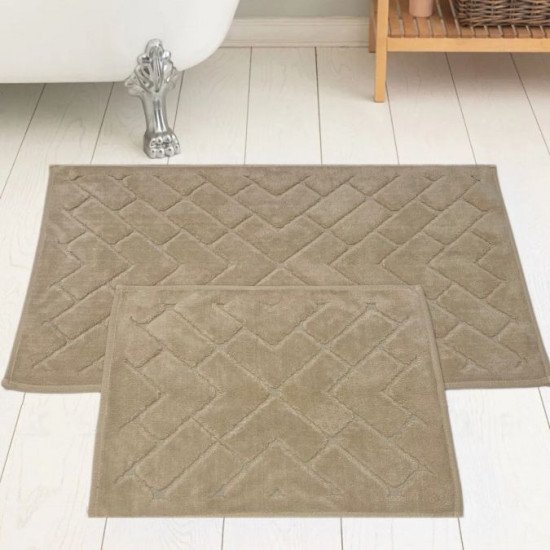 Комплект ковриков для ног в ванную 2 шт. "Karven" Parke бежевый 50*60 см, 60*100 см