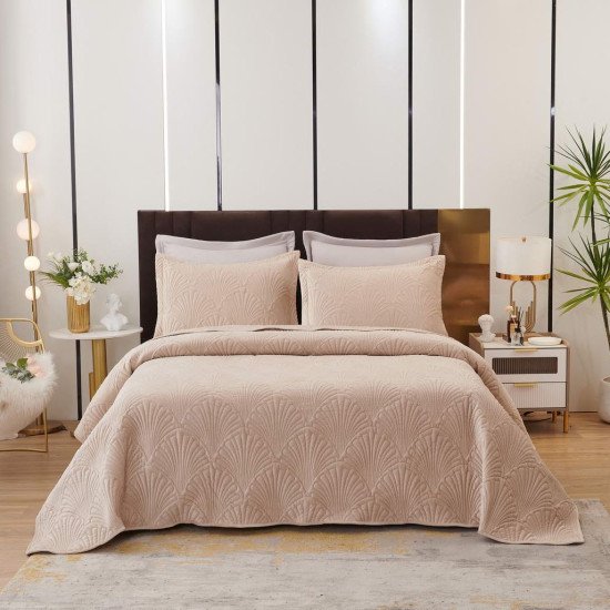 Покрывало  с наволочками Ариэль светло-бежевый 240*260 см
