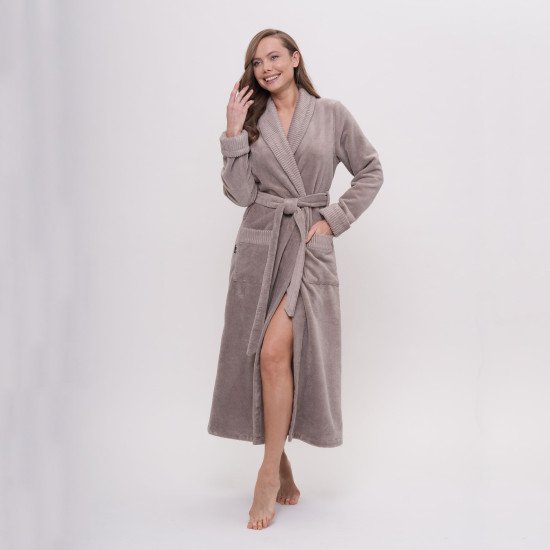 Халат женский велюровый "Vien" Anastasia latte 54 (3XL)