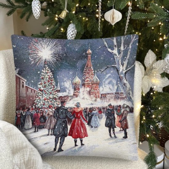 Декоративная наволочка "Гобелен" Москва Салют Красная площадь 45*45 (±2) см