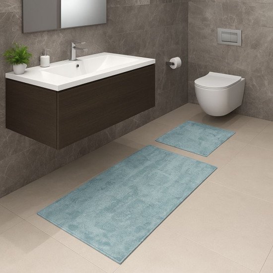 Комплект ковриков для ног в ванную 2 шт. "Karven" Buket бирюзовый 50*60 см, 60*100 см