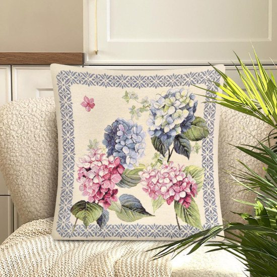 Декоративная наволочка "Гобелен" Гортензия бордюр 45*45 (±2) см