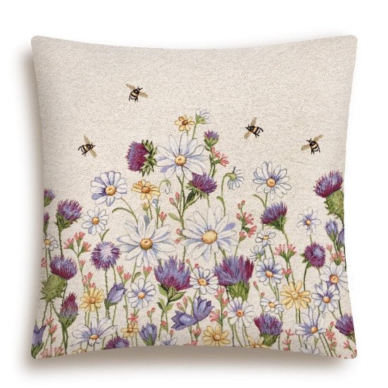 Декоративная наволочка "Гобелен" Чертополох и пчелки 45*45 (±2) см