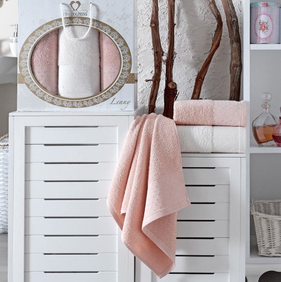 Комплект махровых полотенец 3 шт. "Two Dolphins" Lenny пудра 50*90 см-2 шт, 70*140 см-1 шт