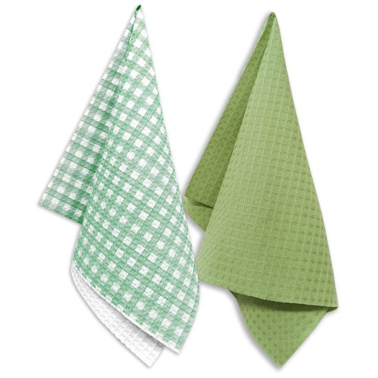 Комплект кухонных полотенец 2 шт "Гранд Стиль" клетка зеленая 35*60 см
