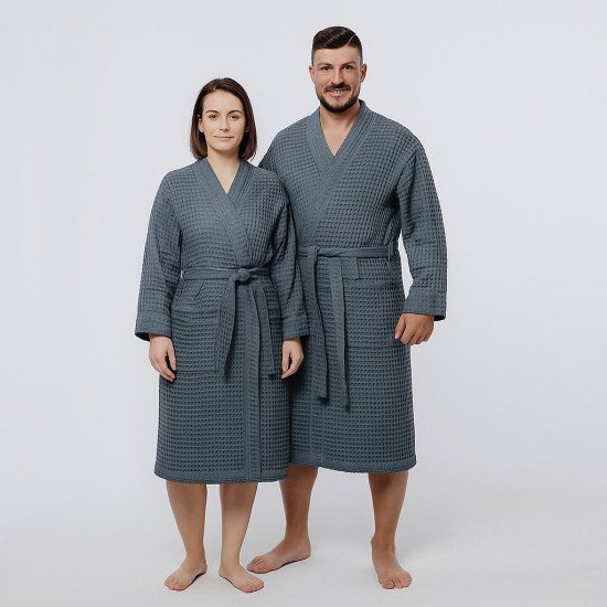 Халат вафельный "Votex" Бохо графит 56-58 (4XL/5XL)