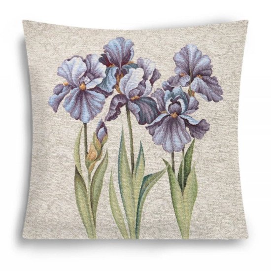 Декоративная наволочка "Гобелен" Ирисы фон Сиреневые 45*45 (±2) см