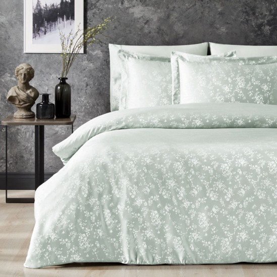 Постельное белье Жаккард Clarinda- зеленый Евро