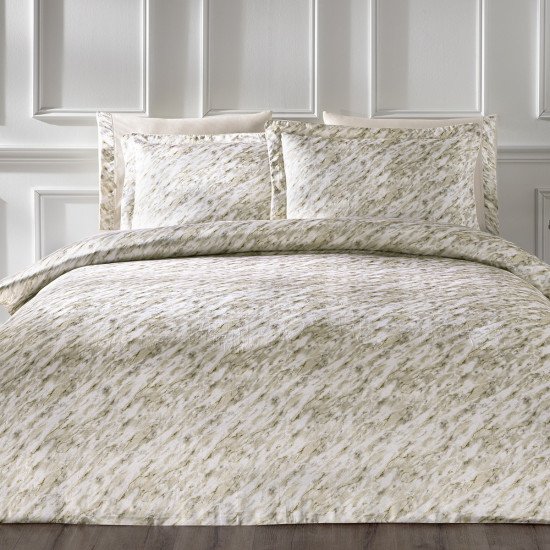 Постельное белье Сатин/шелк- Blurry бежевый Евро