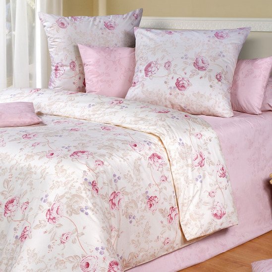 Постельное белье Перкаль Премиум Valencia- Ameli розовый 1.5 спальный