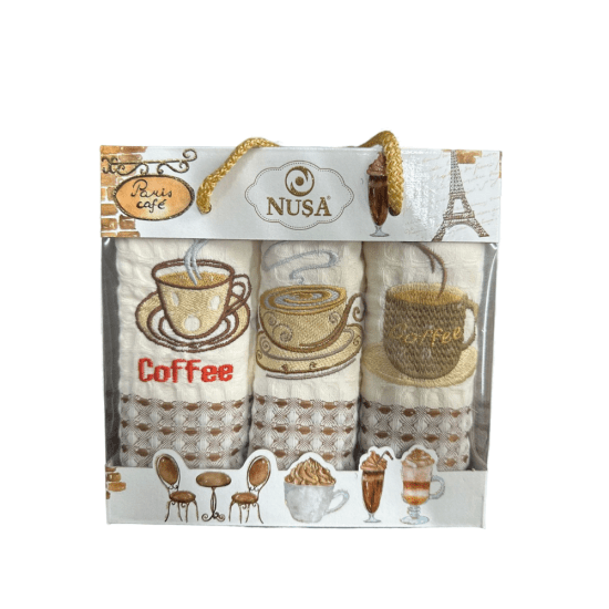 Комплект полотенец для кухни 3 шт. "Nusa" Кофе v4 35*50 см