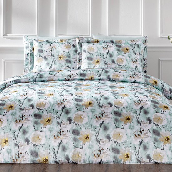 Постельное белье Сатин/шелк- Dreamy синий Евро