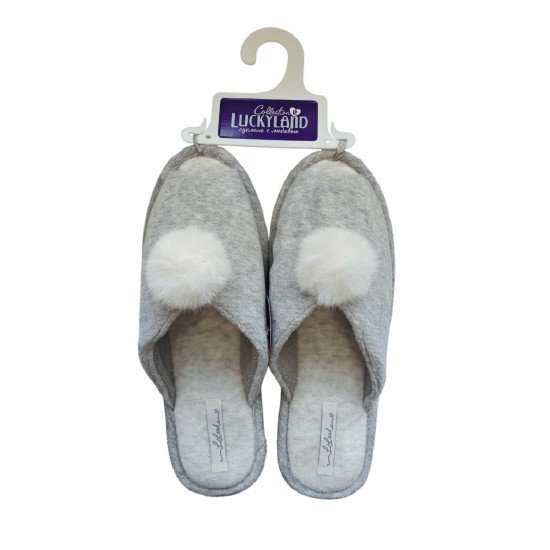 Тапочки женские "Lucky land" светло-серый открытые 41