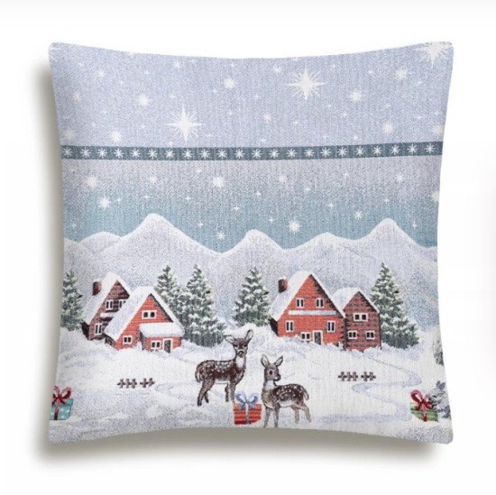 Декоративная наволочка "Гобелен" Новогодние подарки Оленята 45*45 (±2) см