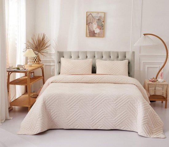 Покрывало с наволочками Мориц кремовый 230*250 см