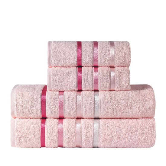 Комплект махровых полотенец 4 шт. "Karna" Bale светло-розовый 50*80 см-2 шт, 70*140 см-2 шт