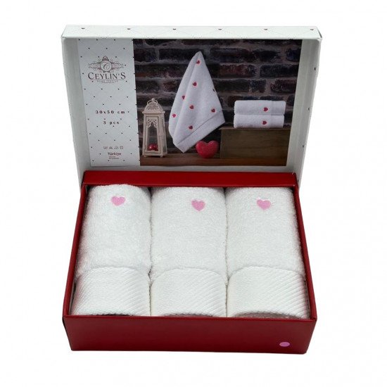 Комплект махровых полотенец 3 шт. "Celin's" Kalpli розовый 30*50 см