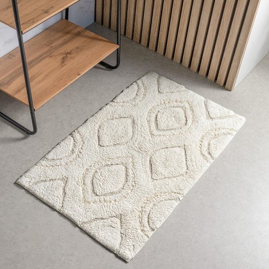 Коврик для ног в ванную 1 шт "DeNastia" Рюши молочный/М111311 60*100 см