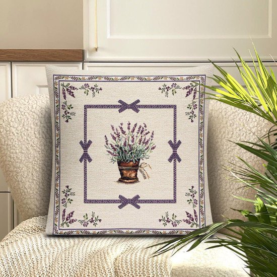 Декоративная наволочка "Гобелен" Лаванда лиловая 45*45 (±2) см