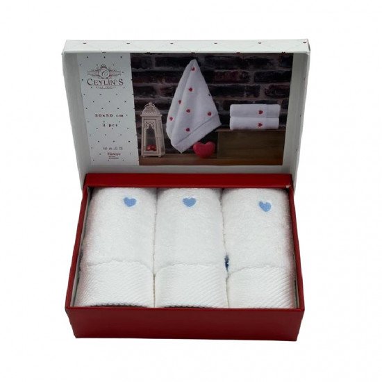 Комплект махровых полотенец 3 шт. "Celin's" Kalpli синий 30*50 см