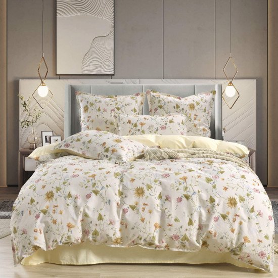 Постельное белье Сатин "Sofi De Marko" Меланж кремовый- Евро