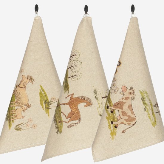 Комплект полотенец для кухни 3 шт. "Белорусский Лён" Усадьба-3 45*60 см