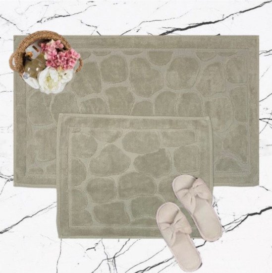 Комплект ковриков для ног в ванную 2 шт. "Karven" Tas светло-бежевый 50*60 см, 60*100 см