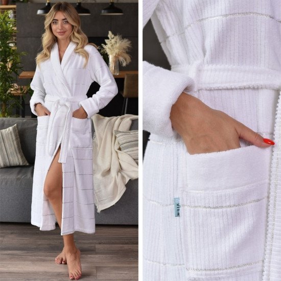 Халат женский махровый "Vien" Nefertari white 52 (2XL)