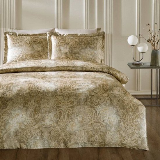 Постельное белье Сатин/шелк- Gatsby бежевый Евро