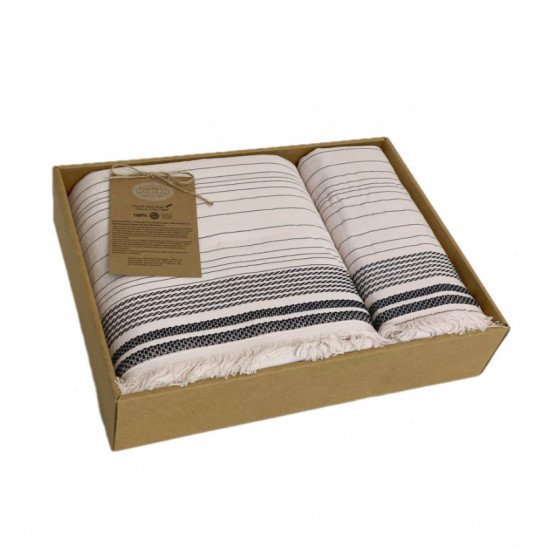 Комплект махровых полотенец 2 шт. "Karven" Lidya кремовый/krem 50*90 см, 100*150 см