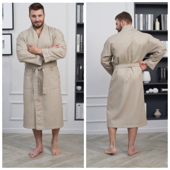 Халат мужской вафельный "Vien" Comfort латте 52 (2XL)