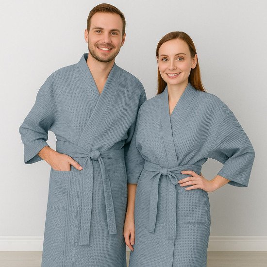 Халат вафельный  Кимоно серый 48-50 (L/XL)