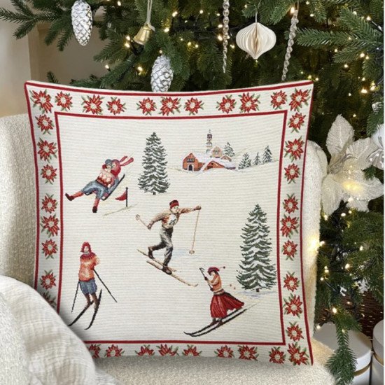 Декоративная наволочка "Гобелен" Зальцбург лыжники 45*45 (±2) см