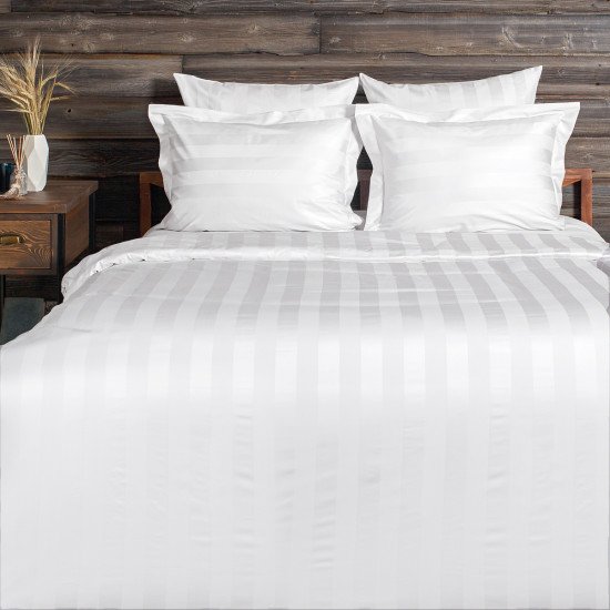 Постельное белье Urban Classic Страйп сатин- 2931 белоснежный Дуэт (семейное)