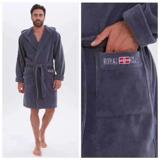 Халат мужской велюровый "Vien" Royal Club grey 54 (3XL)