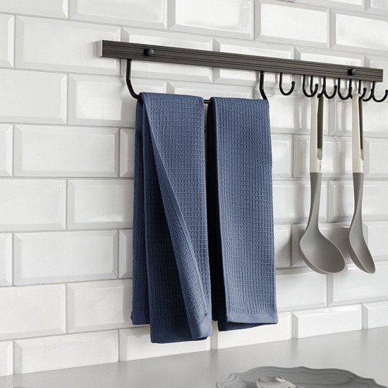 Комплект махровых полотенец для кухни 2 шт  "DeNastia" темно-синий/D100423 35*75 см