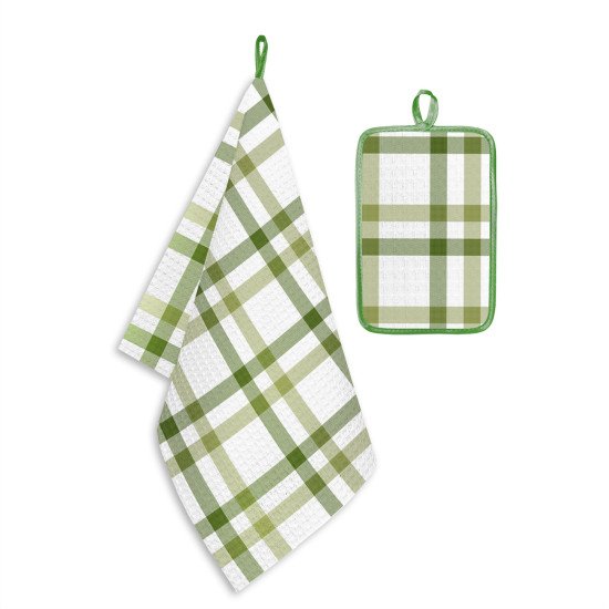 Комплект для кухни 2 предмета "Гранд Стайл" каледония зеленая 35*60 см , 14*22 см