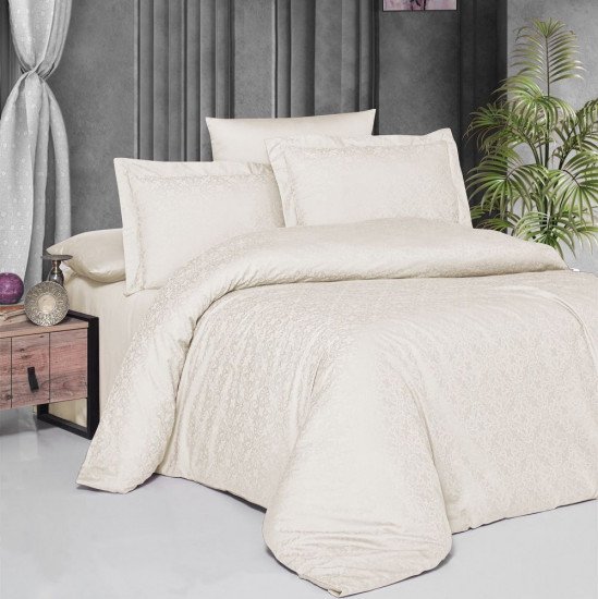 Постельное белье "DO&CO" Жаккард Lunetta- кремовый Евро