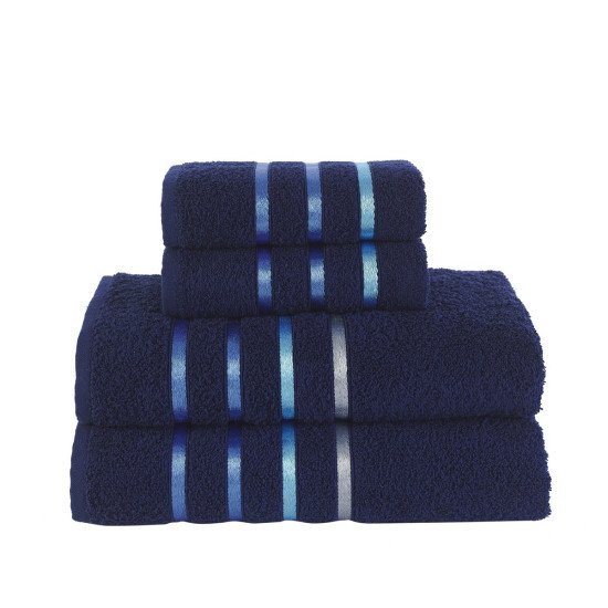 Комплект махровых полотенец 4 шт. "Karna" Bale синий 50*80 см-2 шт, 70*140 см-2 шт