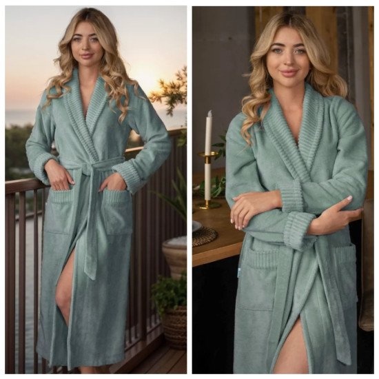 Халат женский велюровый "Vien" Anastasia pistachio 44 (S)