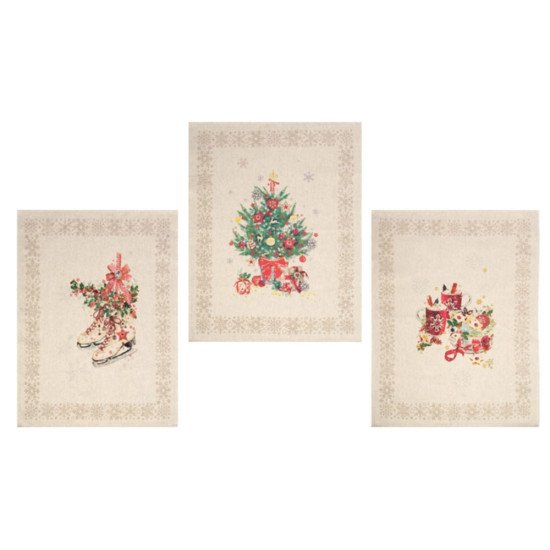 Комплект полотенец для кухни 3 шт. "Белорусский Лён" Новогодний натюрморт-3 46*60 см