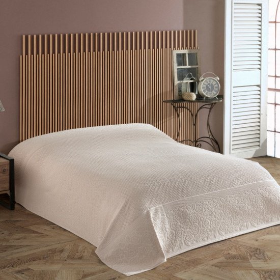 Покрывало-простыня махровая Rose v2 светло-бежевый 160*220 см