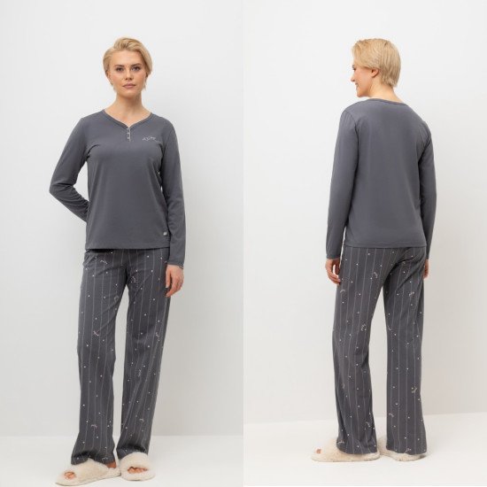 Комплект женский "Very Neat" Полоски и сердечки, серый, арт. Е 20179 44 (S)