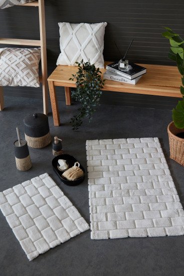 Комплект ковриков для ног в ванную 2 шт. "Do&Co" Wall экрю 40*60 см, 60*100 см