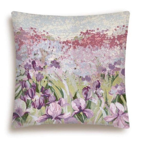 Декоративная наволочка "Гобелен" Ирисы Пейзаж белый 45*45 (±2) см