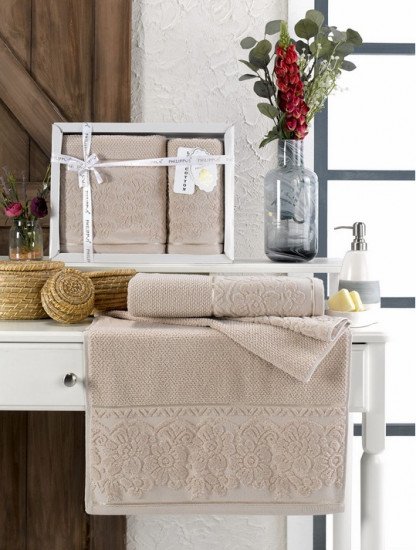 Комплект махровых полотенец 2 шт. "Philippus" Clara бежевый 50*90 см, 70*140 см