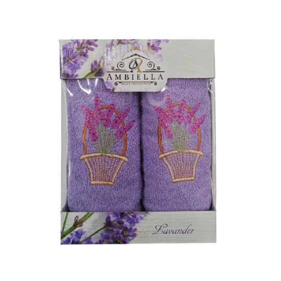Комплект махровых полотенец для кухни 2 шт. "Ambiella" Лаванда фиолетовый/фиолетовый v3 30*50 см