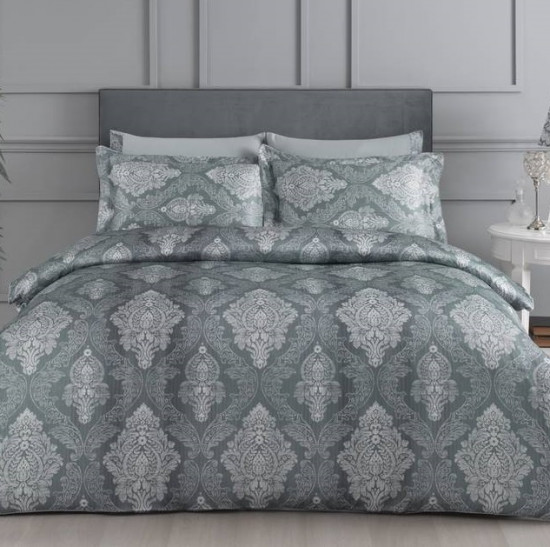 Постельное белье Сатин/шелк- Canvas серый Евро