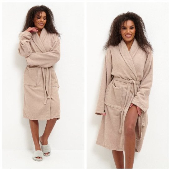 Халат женский  махровый "Ambiella" Paris песочный 48-50 (L/XL)